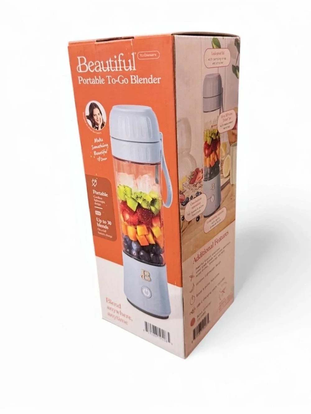 Beautiful Portable To-Go Blender blue & White NWT